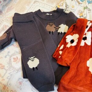 Gray Sheep Sweater and Orange Floral Top